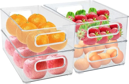 Set di Organizzatori per Frigorifero da 4 pezzi, Modello: Lre Co. Organizzatore Frigorifero Frigorifero Cassetti con Maniglia, Materiale BPA, Incluso gratuitamente