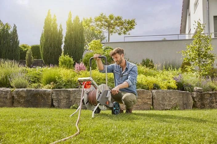 Gardena 18547-20 avvolgitubo da giardino Avvolgitubo multiposizione Manuale Nero, Acciaio inox