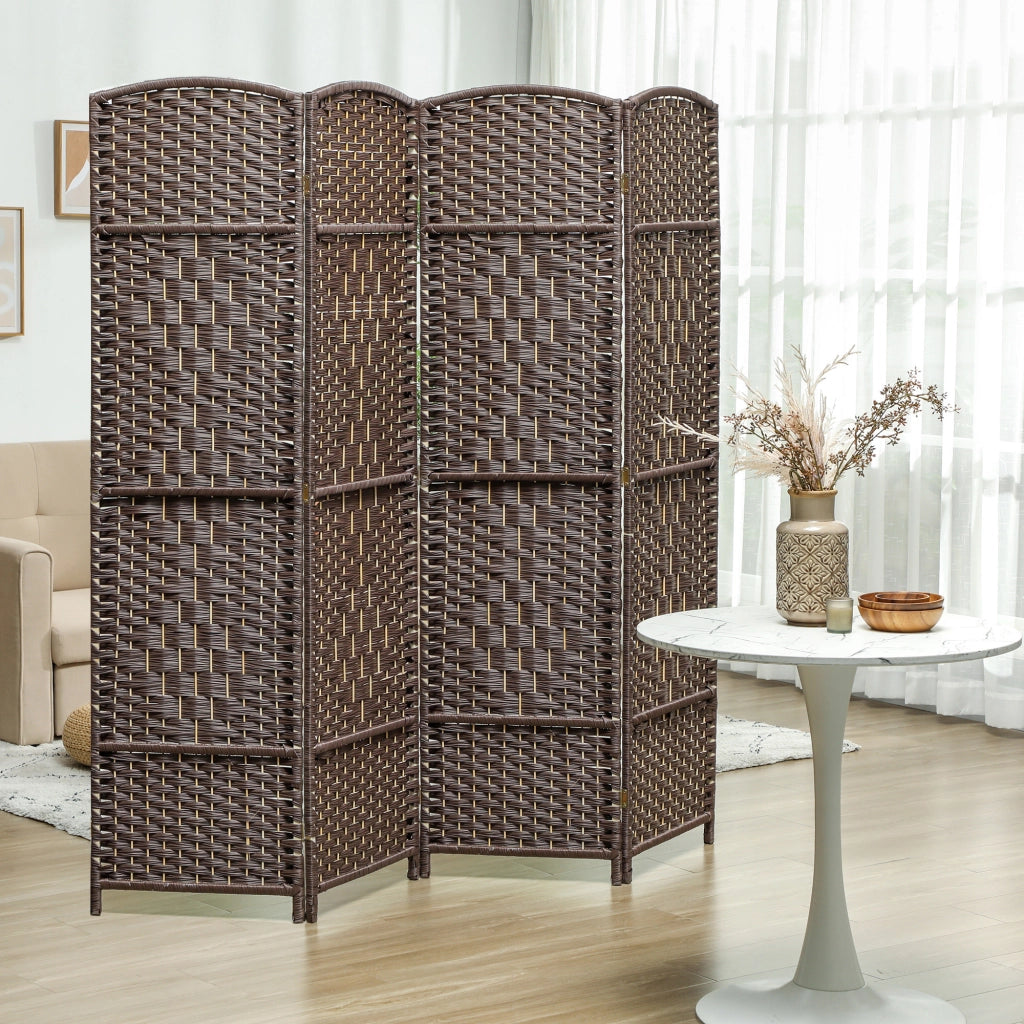 Paravento Divisorio 4 Pannelli Pieghevole ¨C Xylo ¨C Legno Marrone 180x180 cm