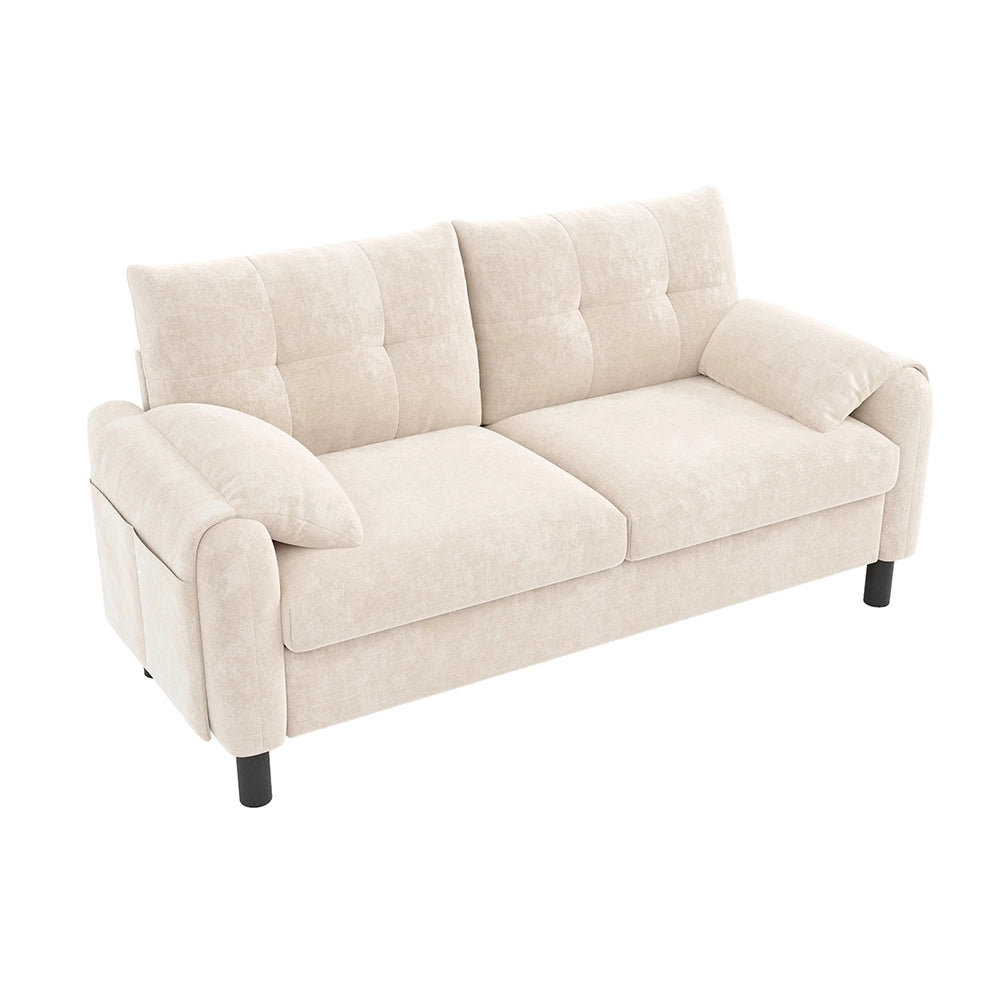 Divano 2 posti - Xylo - Chenille, stile scandinavo, beige