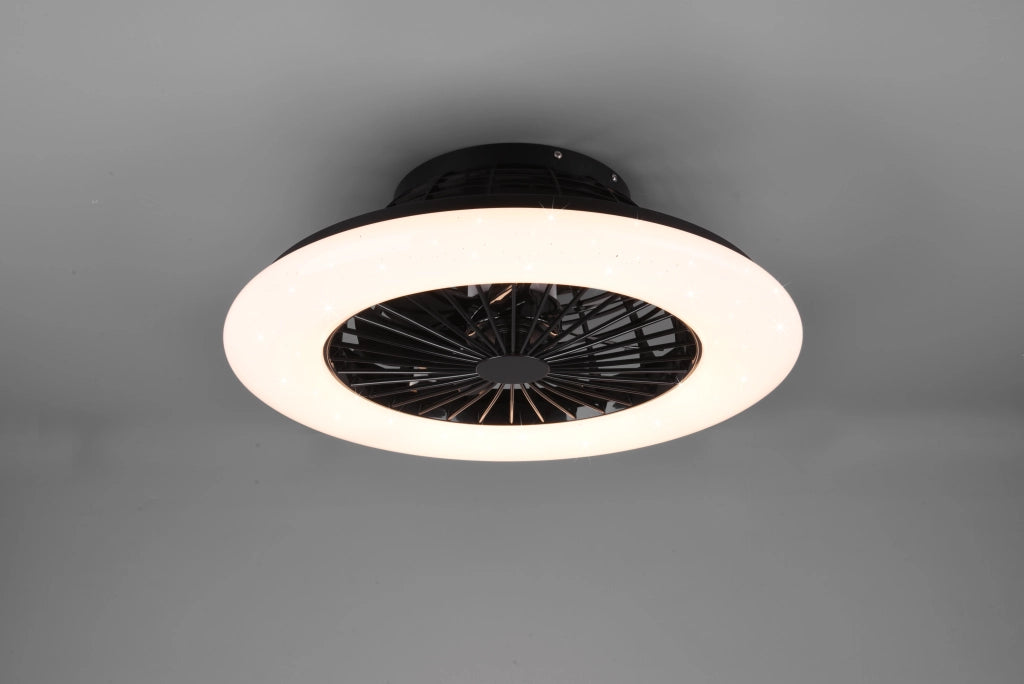Ventilatore da Soffitto con Plafoniera Lampada LED Nero Stralsund GD Trio