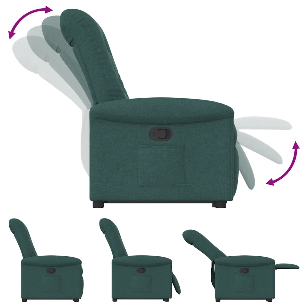 Poltrona Alzapersona Reclinabile Verde Scuro in Tessuto 3303260