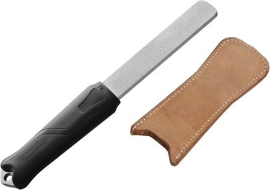 Sostituto di diamante a doppia grana con cinturino in pelle - Strumento abrasivo per coltelli, seghe, lame di tagliaverti, forbici da giardino e cesoie