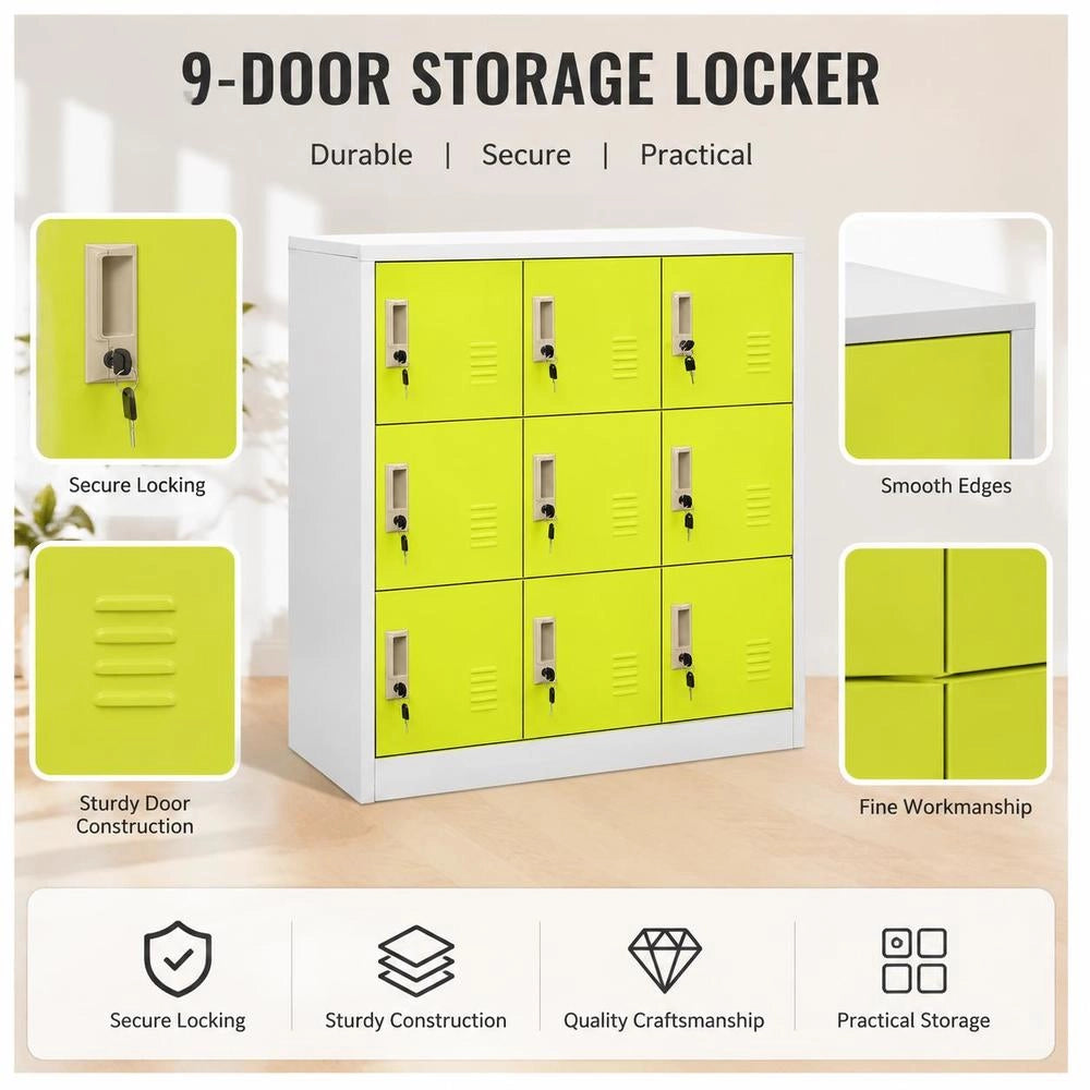 Locker Cabinet, Light Grey And Green, 90x45x92.5 Cm, Steel