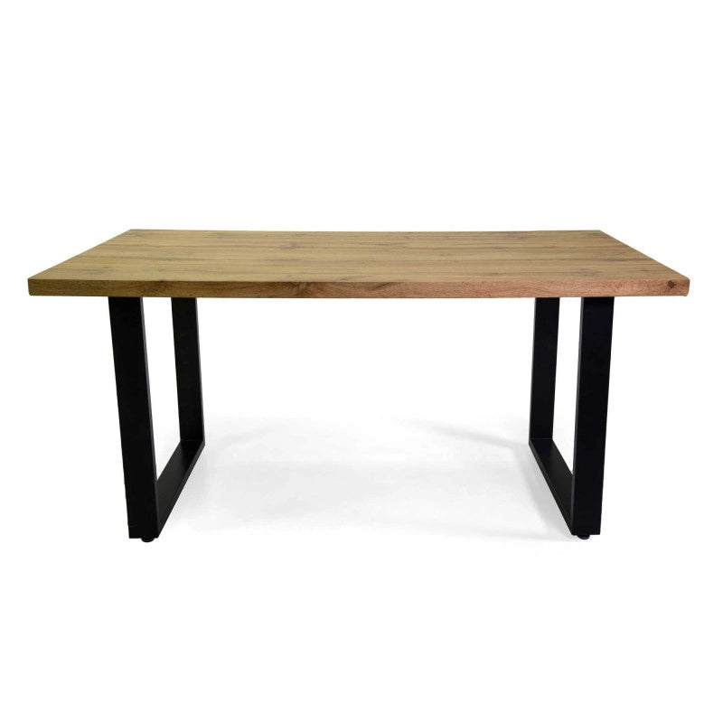Tavolo Metallo Canberra Nero Con Top Legno Naturale Cm 160x90h75