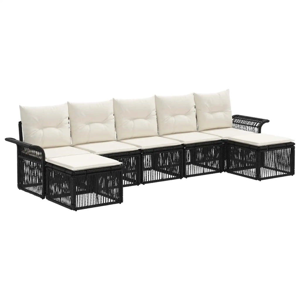 Set Divano da Giardino 7 pcs Nero polyrattan 3434914