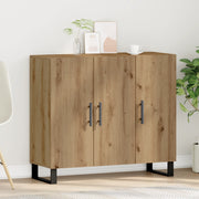 Credenza con 3 Ante Rovere Artigianale 90x34x80 cm Legno Ingegnerizzato