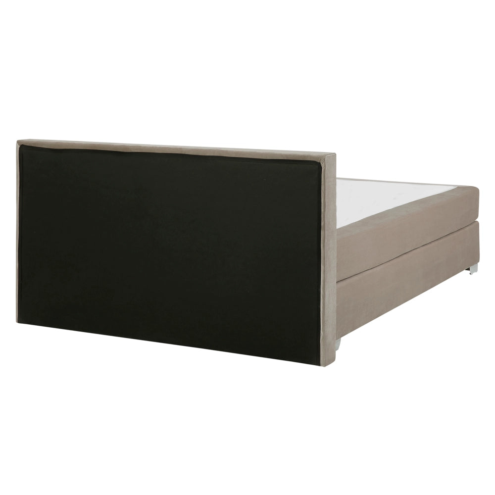 Letto Beige Velluto 160 x 200 cm Imbottito Struttura con Poggiatesta e Materasso