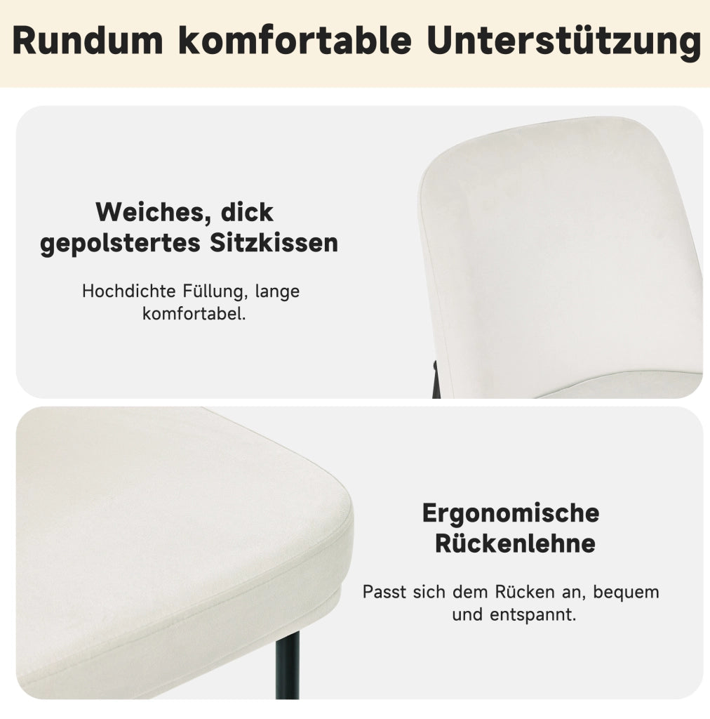 Set di 4 sedie da pranzo in velluto beige con struttura nera