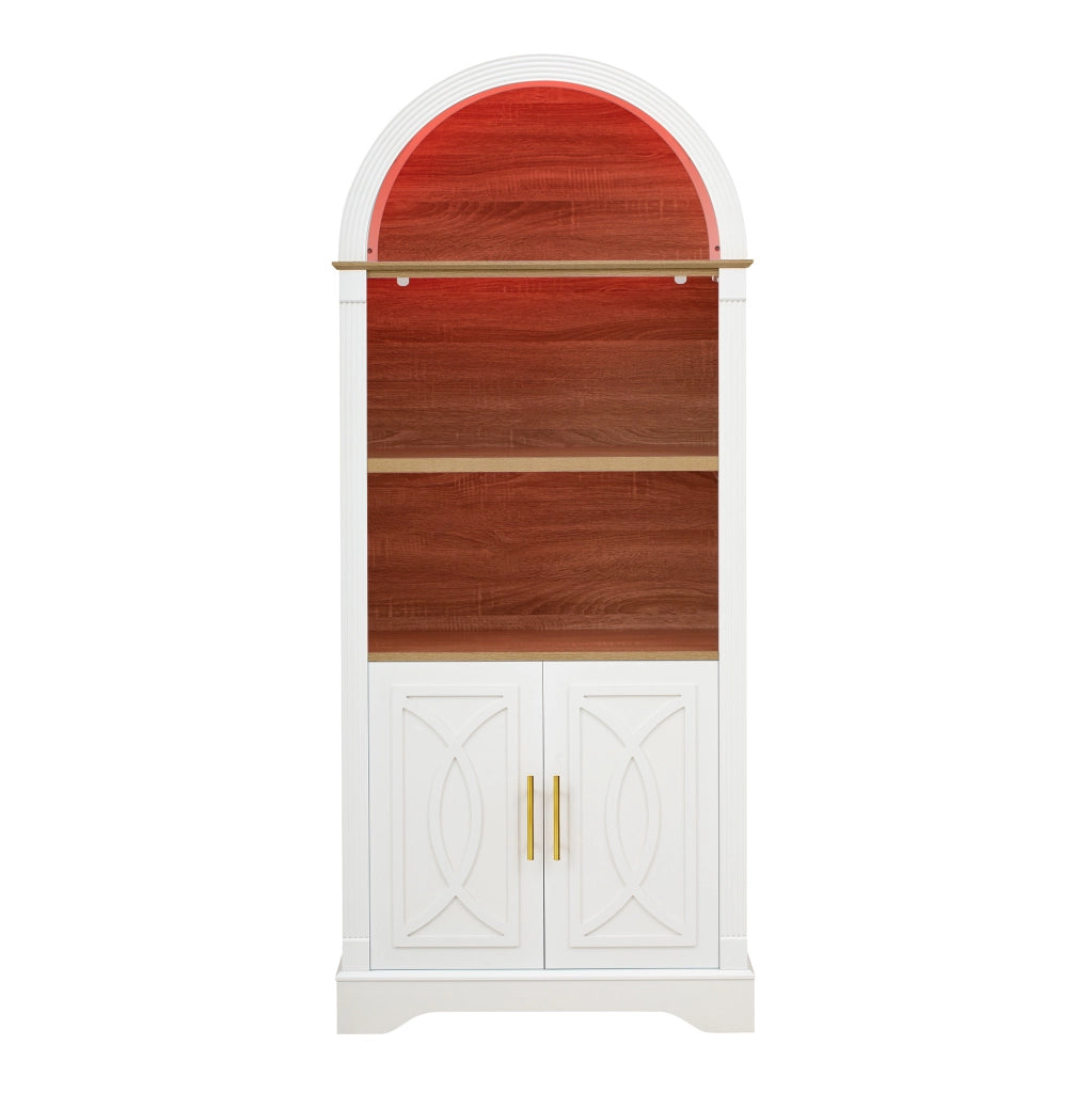 CREDENZA ALTA con LED 76,2x40,1x180 cm in MDF e PB Bianca