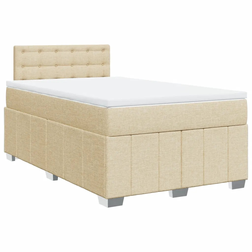 vidaXL Giroletto a Molle con Materasso Crema 120x200 cm in Tessuto