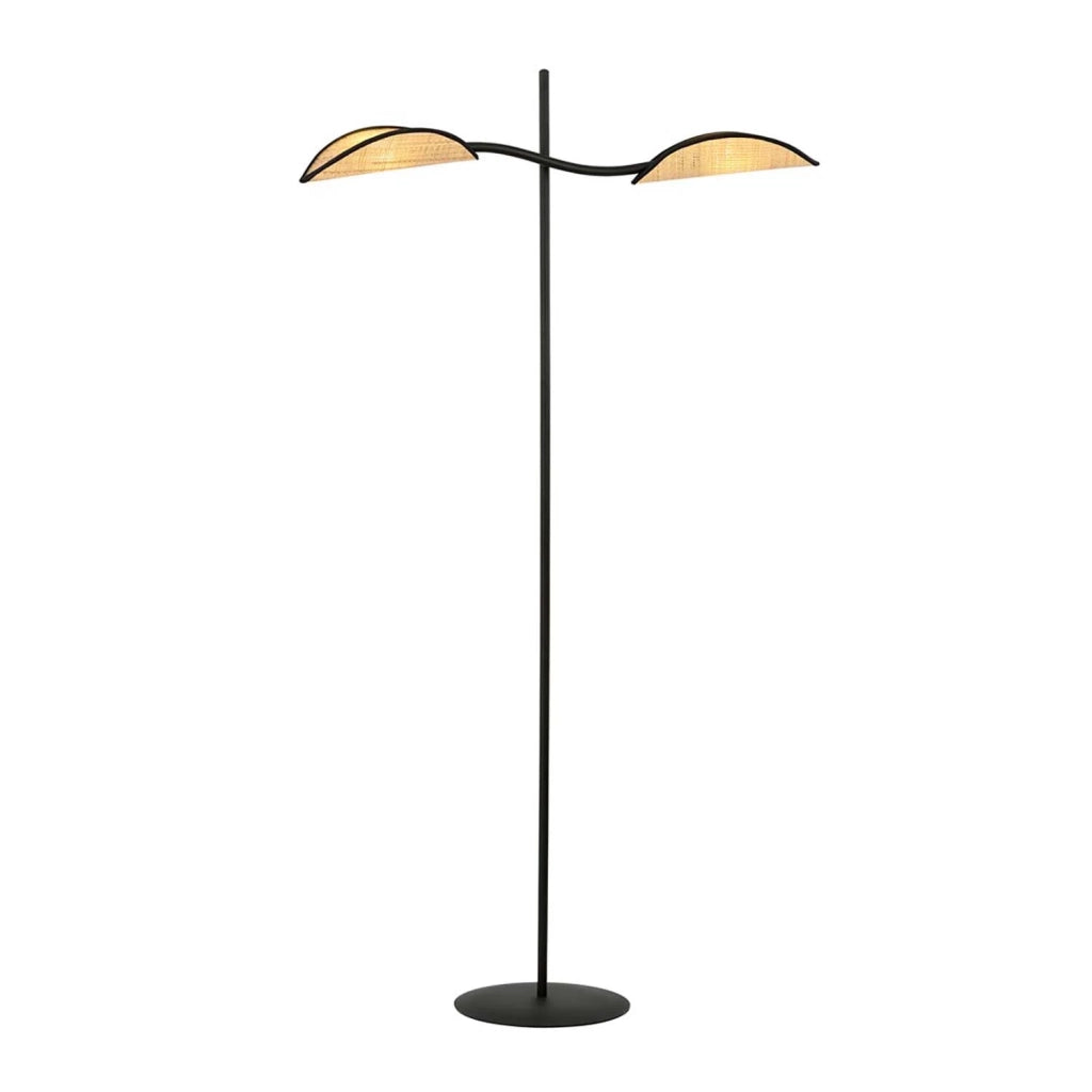 Piantana Contemporaneo Ares Acciaio Nero Marrone 2 Luci E14 Ip20