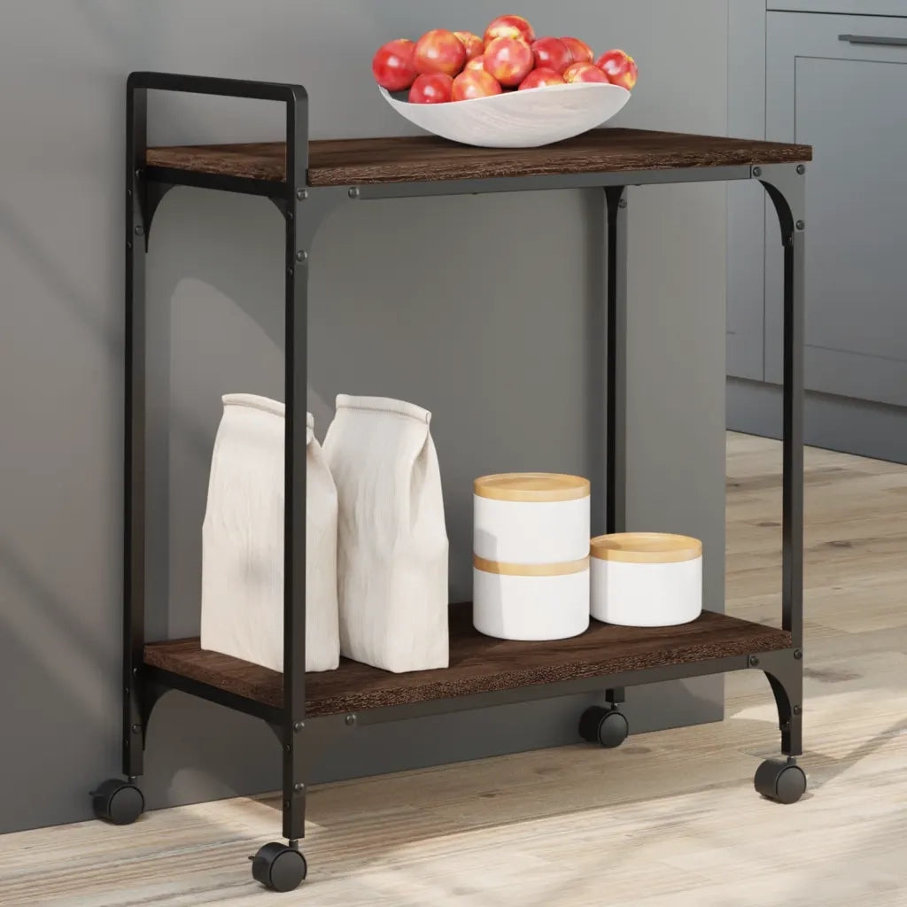 Carrello Cucina-Scaffale per Cucina Rovere Marrone 60,5x31x72,5cm Legno Multistrato