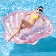 Trade Shop - Materassino Isola Gonfiabile Conchiglia Glitter Pvc Mare Piscina 178x165cm -