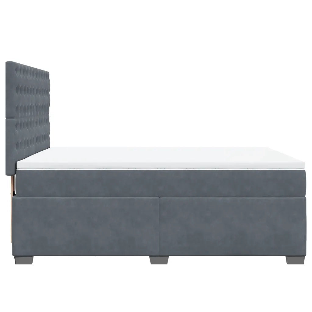 Giroletto a Molle con Materasso Grigio Scuro 140x190 cm Velluto