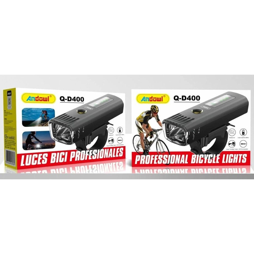 Trade Shop - Luce Anteriore Professionale Per Bicicletta A Led Ricaricabile Usb Impermeabile Q-d400 -