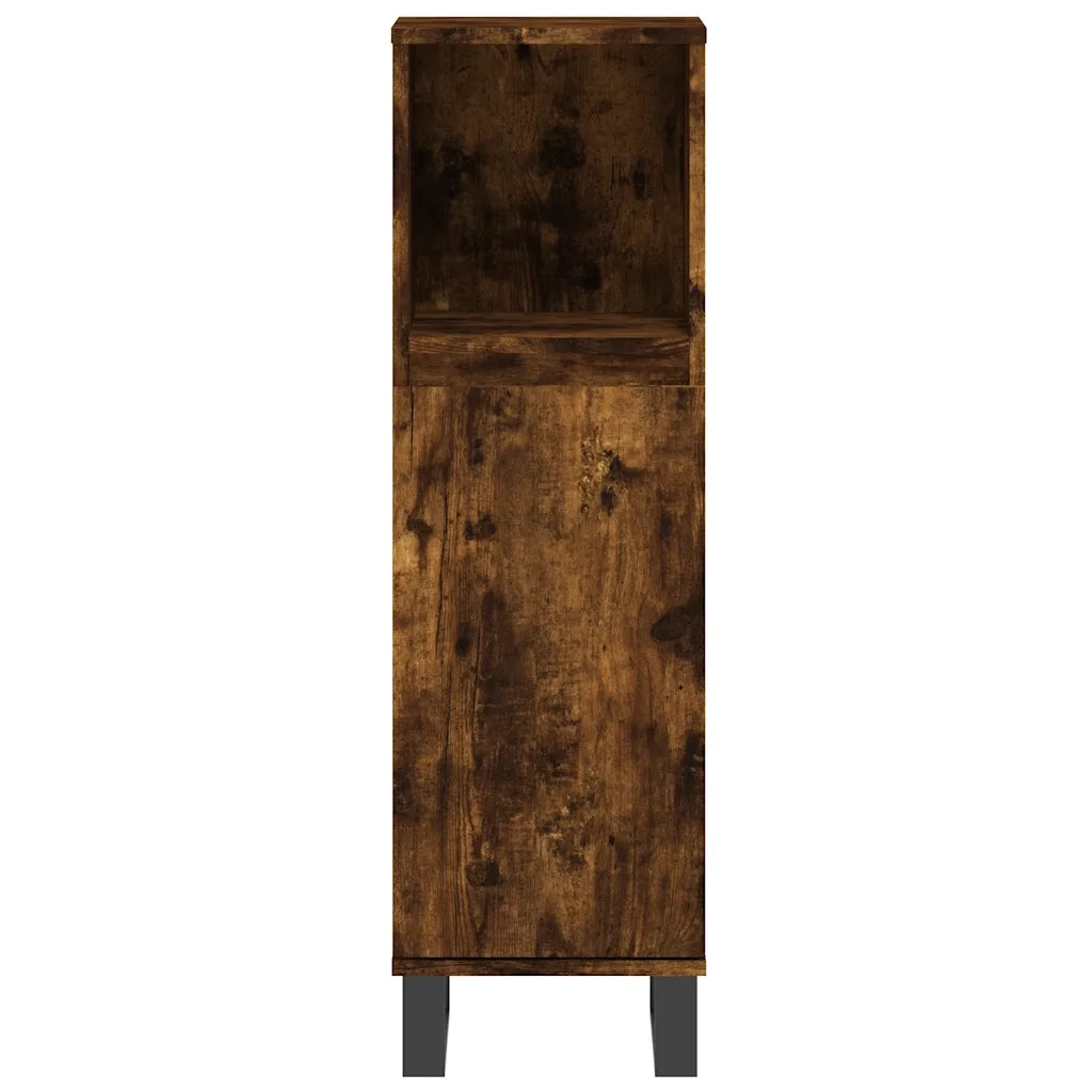 Set Mobili da Bagno 3 pz Rovere Fumo in Legno Multistrato 3190234