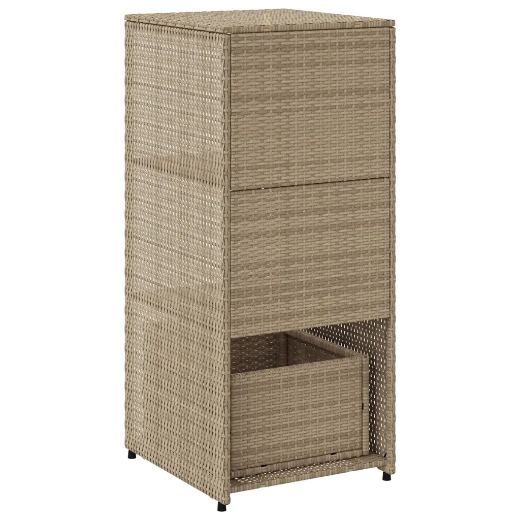 Mobile contenitore da giardino 50 x 55 x 115 cm robusto vano portaoggetti design moderno resina intrecciata beige 02_0047423