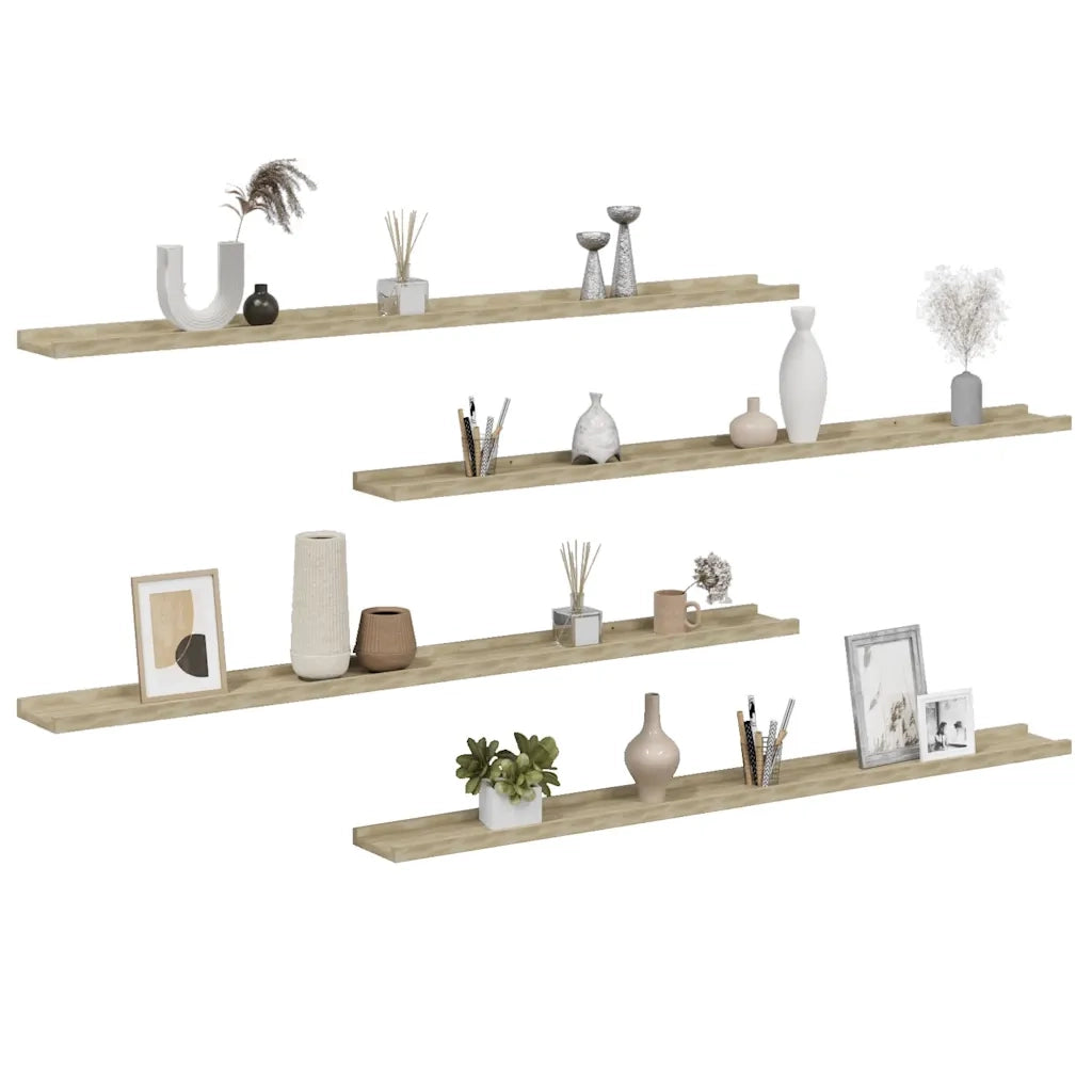 Mensole da Parete 4 pz Rovere Sonoma 115x9x3 cm 326688
