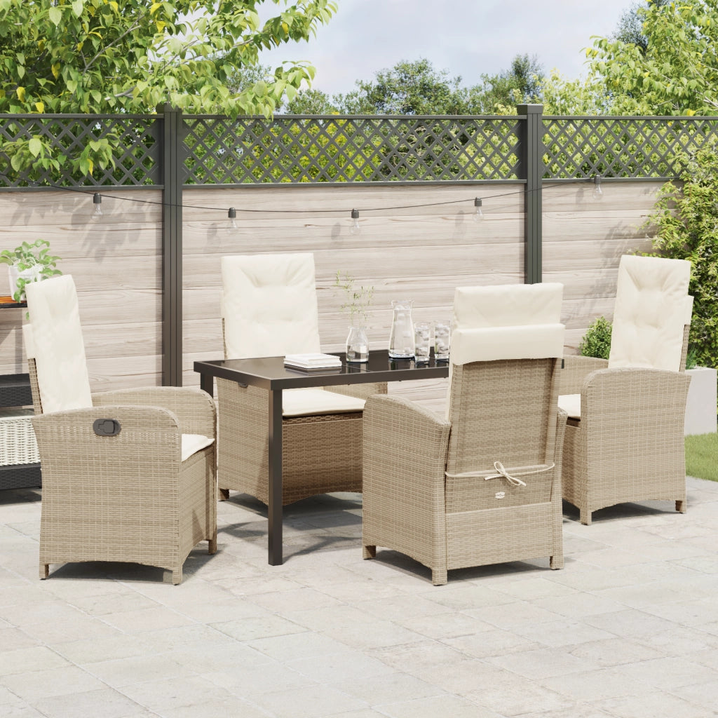 Set di Mobili da Giardino 5 Pezzi con Cuscini, Rattan Polimerico Beige