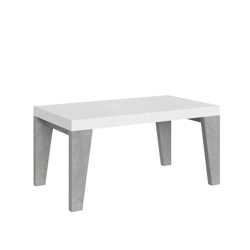 Tavolo Allungabile 160/264x90x77 cm Naxy Mix piano Bianco Frassino gambe Cemento