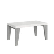 Tavolo Allungabile 160/264x90x77 cm Naxy Mix piano Bianco Frassino gambe Cemento