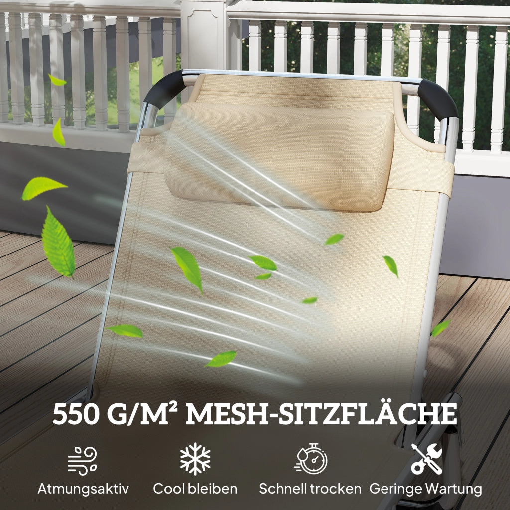 Lettino pieghevole per esterno con cuscino e schienale regolabile ¨C zephmum ¨C Beige