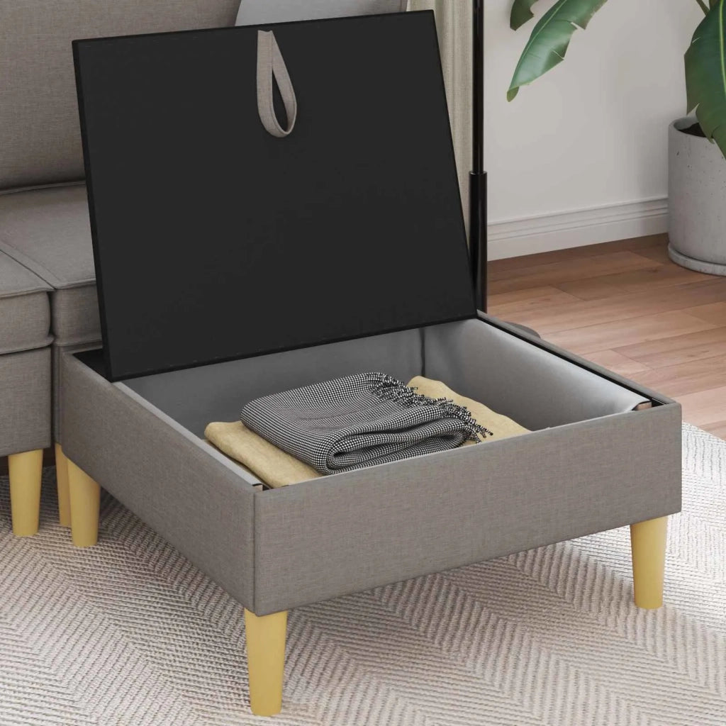 Pouf con Storage Tortora 70 x 70 x 40 cm Tessuto 42027128