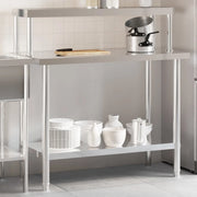 Tavolo Lavoro Cucina con Ripiano-Piano di Lavoro Cucina 110x55x120 cm Acciaio Inox 791414