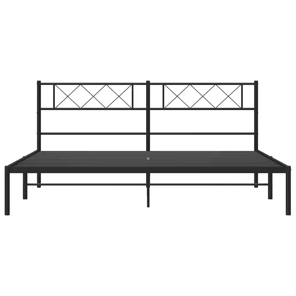 Letto matrimoniale | Letto per adulti | Giroletto con Testiera in Metallo Nero 193x203 cm