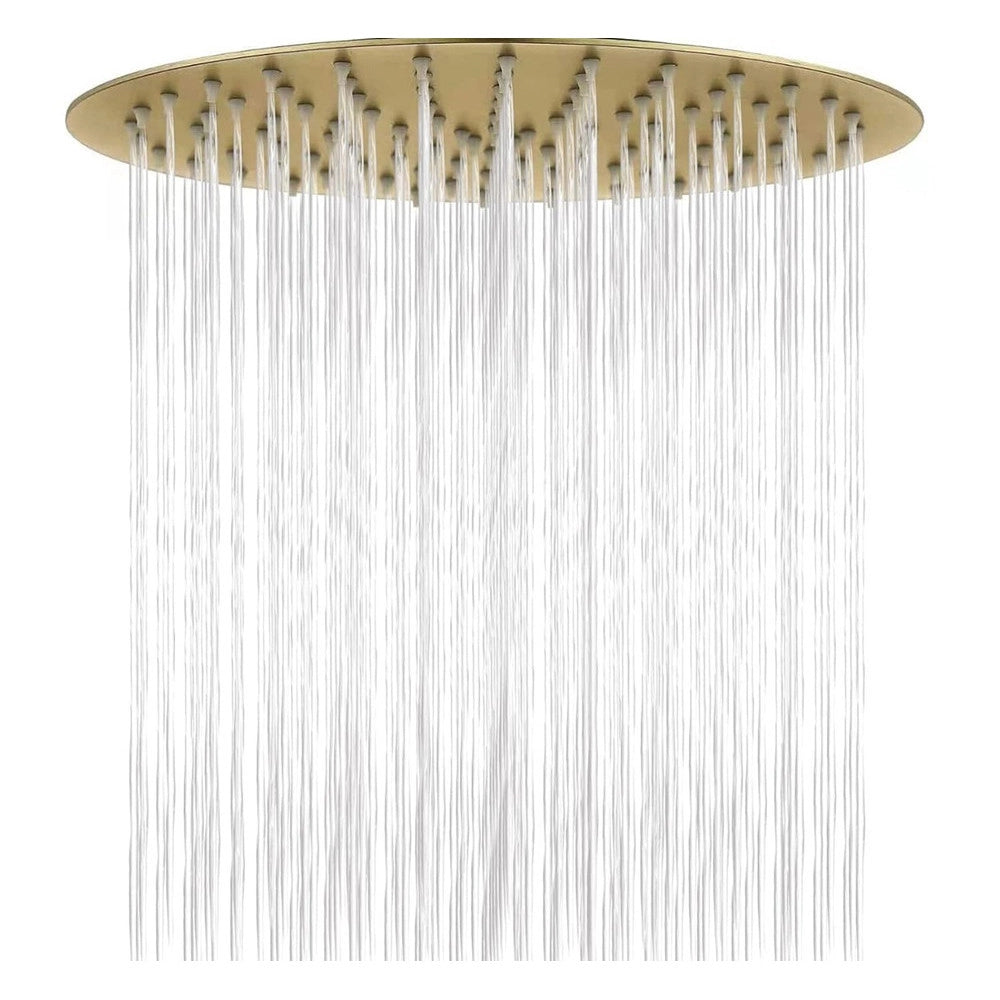 Trade Shop - Soffione Doccia Ultra Slim Rotondo ø25cm Oro Satinato Attacco Universale ½ Bagno 87884 -