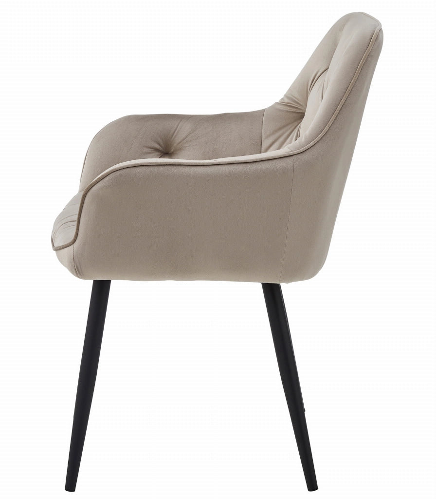 Sedia da pranzo Valora LUKK - Velluto beige scuro con gambe nere x1