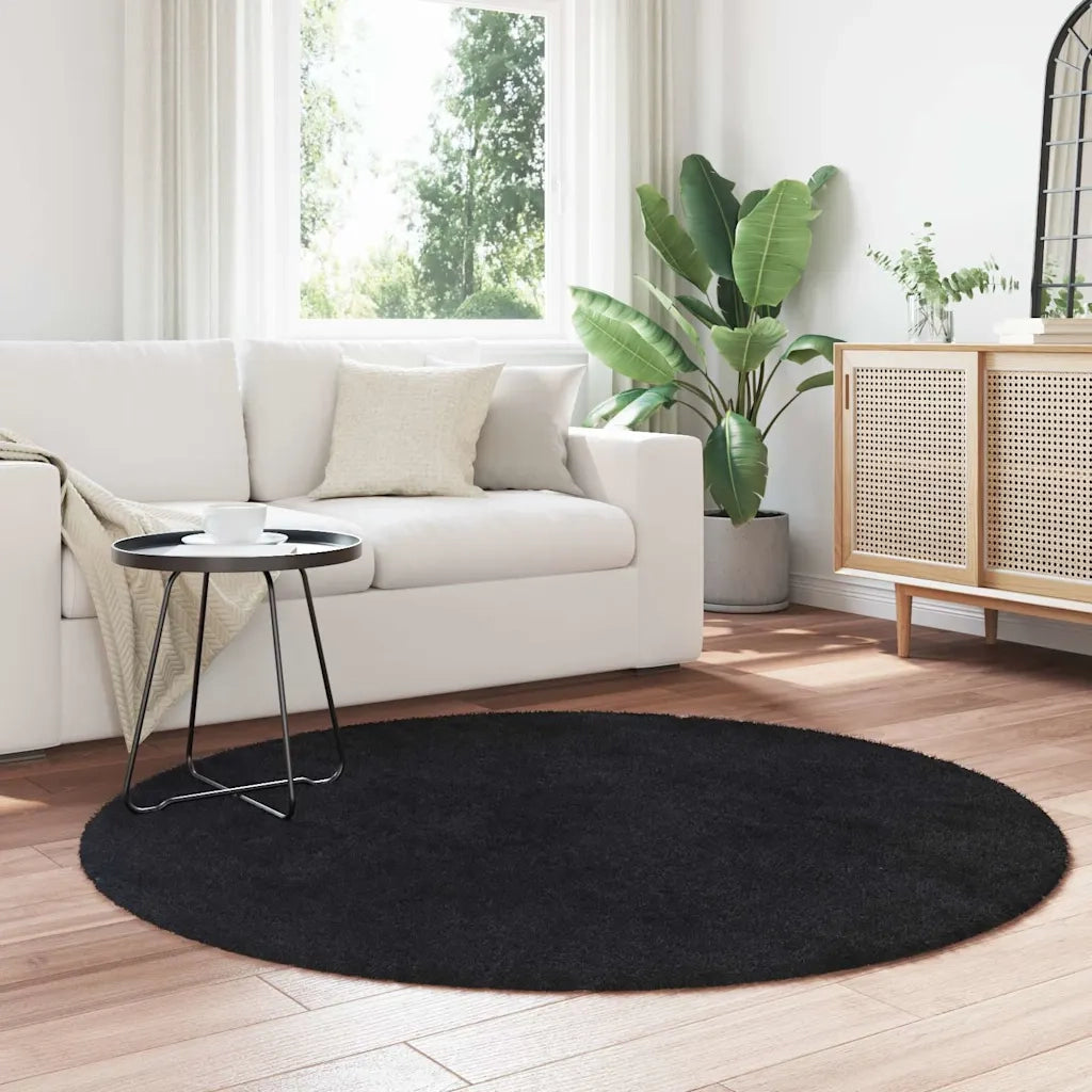 Tappeto del soggiorno | Tappeto Shaggy a Pelo Lungo NAVARRA Nero 160x160 cm poliestere