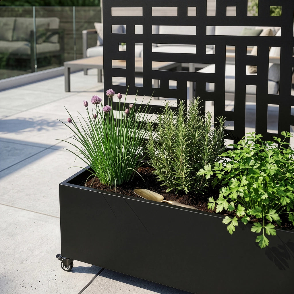 Fioriera con Spalliera Arcuata Bernalda in Acciaio 190 x 82 x 38 cm - Nero casa.pro