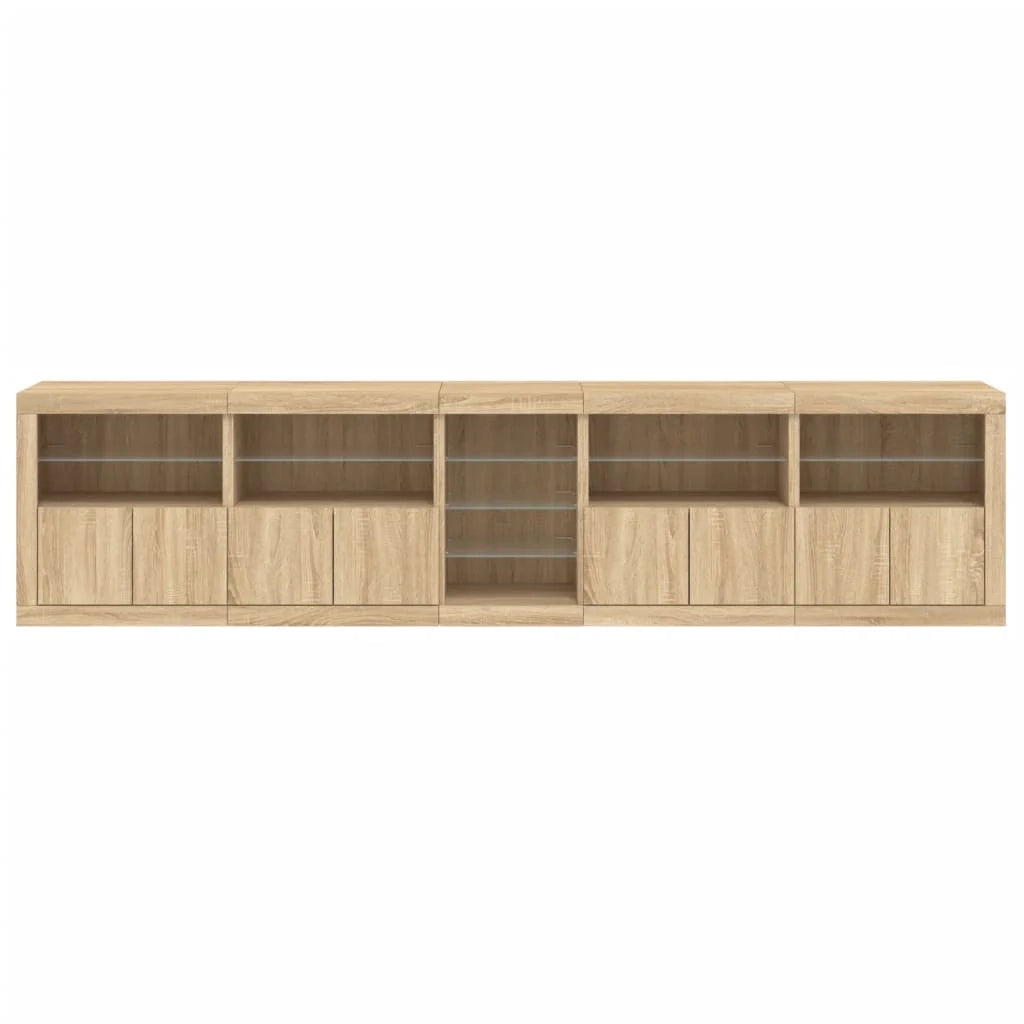 Buffet credenza cassettiera armadio mobile contenitore organizer per cucina soggiorno salotto con luci LED Sonoma 283 x 37 x 67 cm marrone 02_0029956