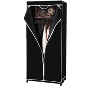 Armadio appendiabiti in tessuto pieghevole con tubo in metallo 74x50x172cm Nero-Armadi Appendiabiti