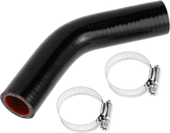 Siliconica per raffreddamento - 25 mm diametro interno - 90 mm lunghezza - 45 gradi - Nero/Rosso - Resistente a elevate temperature - Slang in silicone