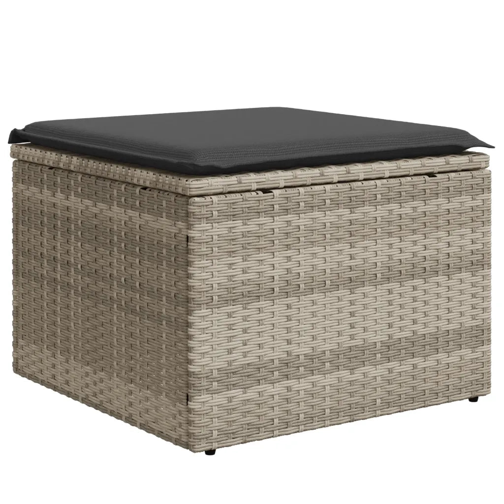 Sgabello Giardino e Cuscino Grigio Chiaro 55x55x37cm Polyrattan CFW8162425