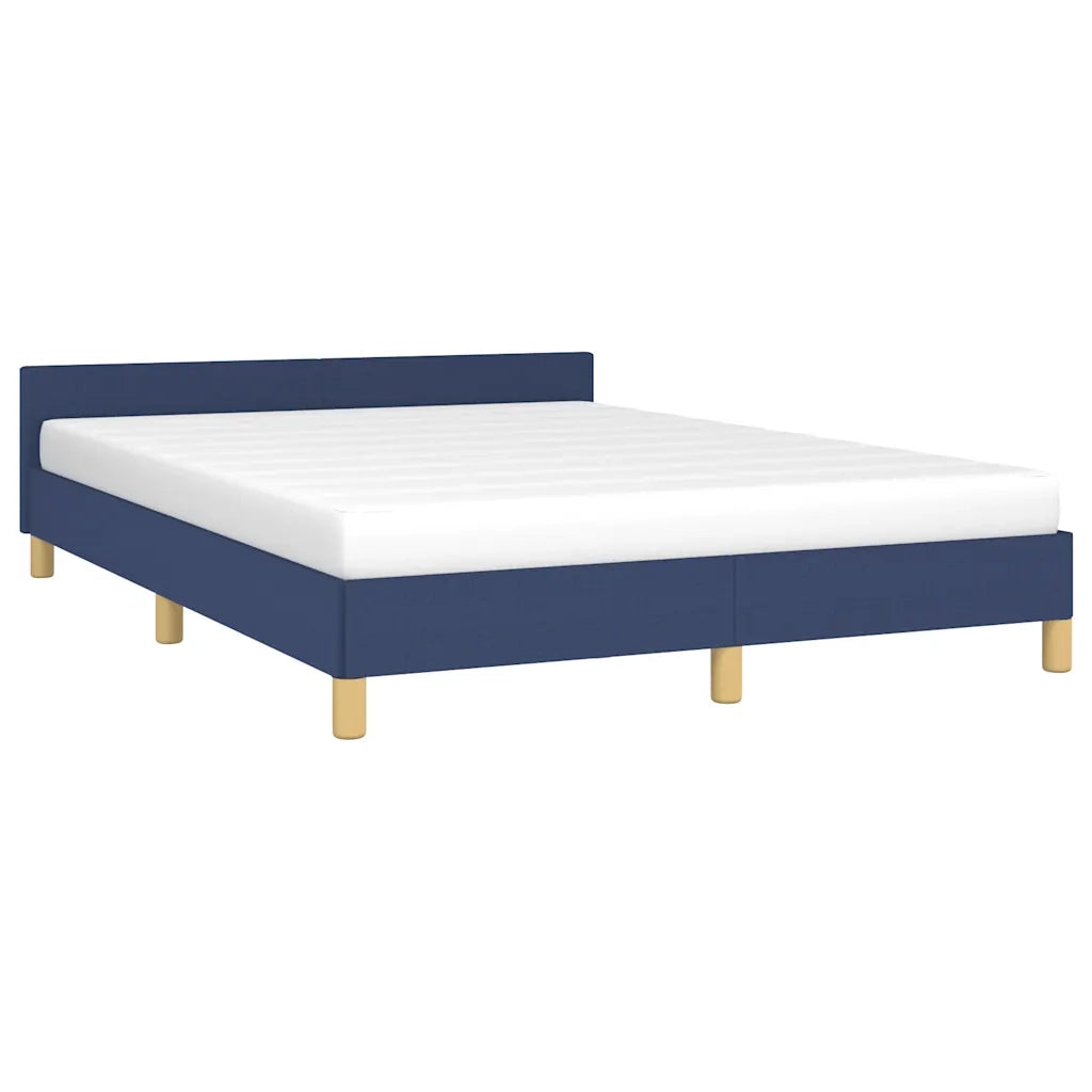 Giroletto con Testiera senza Materasso-Struttura Letto Blu 140x190 cm Tessuto