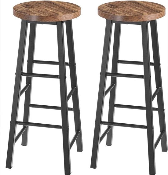 Banchi da bar alta - Altezza seduta 71cm - Colore marrone - Set da 2 - Cucina - Sedie da bar - Senza schienale - Legno