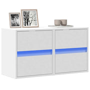 vidaXL Mobili TV a Parete con Luci LED 2pz Bianchi 40x30x40 cm