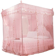 Tende con baldacchino letto - Capannina 2 posti - Tre aperture laterali - Poliestere - Rosa - Dimensioni 120 x 200 x 200 cm