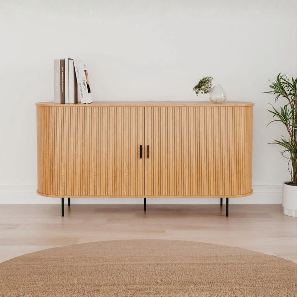 Madia Kajsa51B con ante scorrevoli listellate colore rovere oak 160x40x80H
