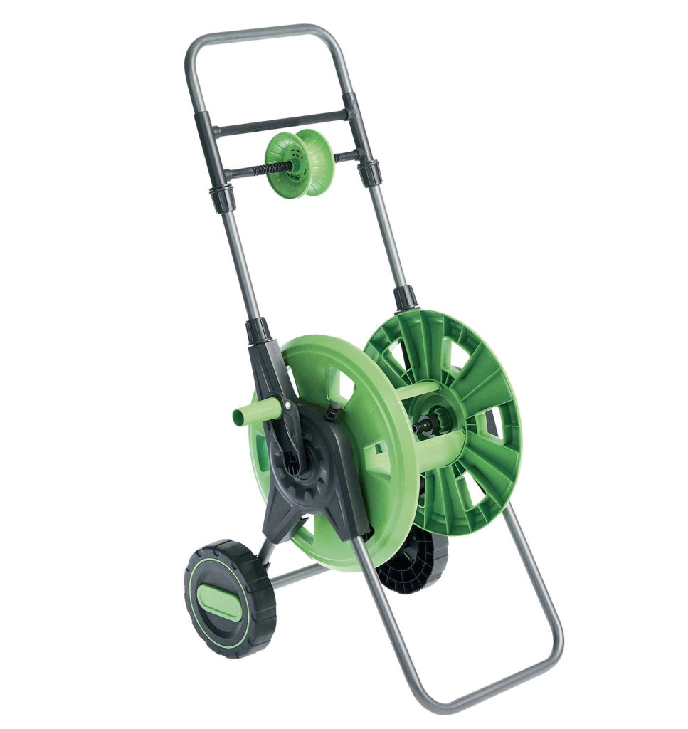 Carrello Avvolgitubo Manuale 25x50x40 cm con 2 Raccordi per Attacchi Tubo Verdemax Verde