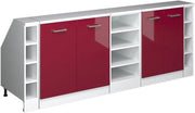 Set di mobili sottotetto Rion, Rosso lucido, 210 cm Set di 5 carcasse armadio profondità 60 cm, adatto per il salvaspazio sotto tetti spioventi