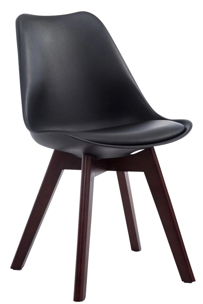 Sedia Borneo in similpelle nero,noce