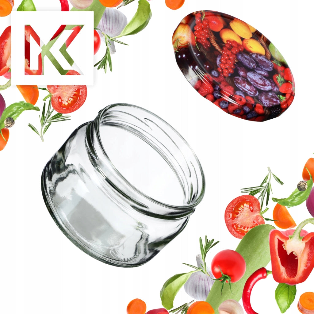 KADAX Denia Barattoli 250ml 50 pezzi 82mm + coperchio "Frutta".
