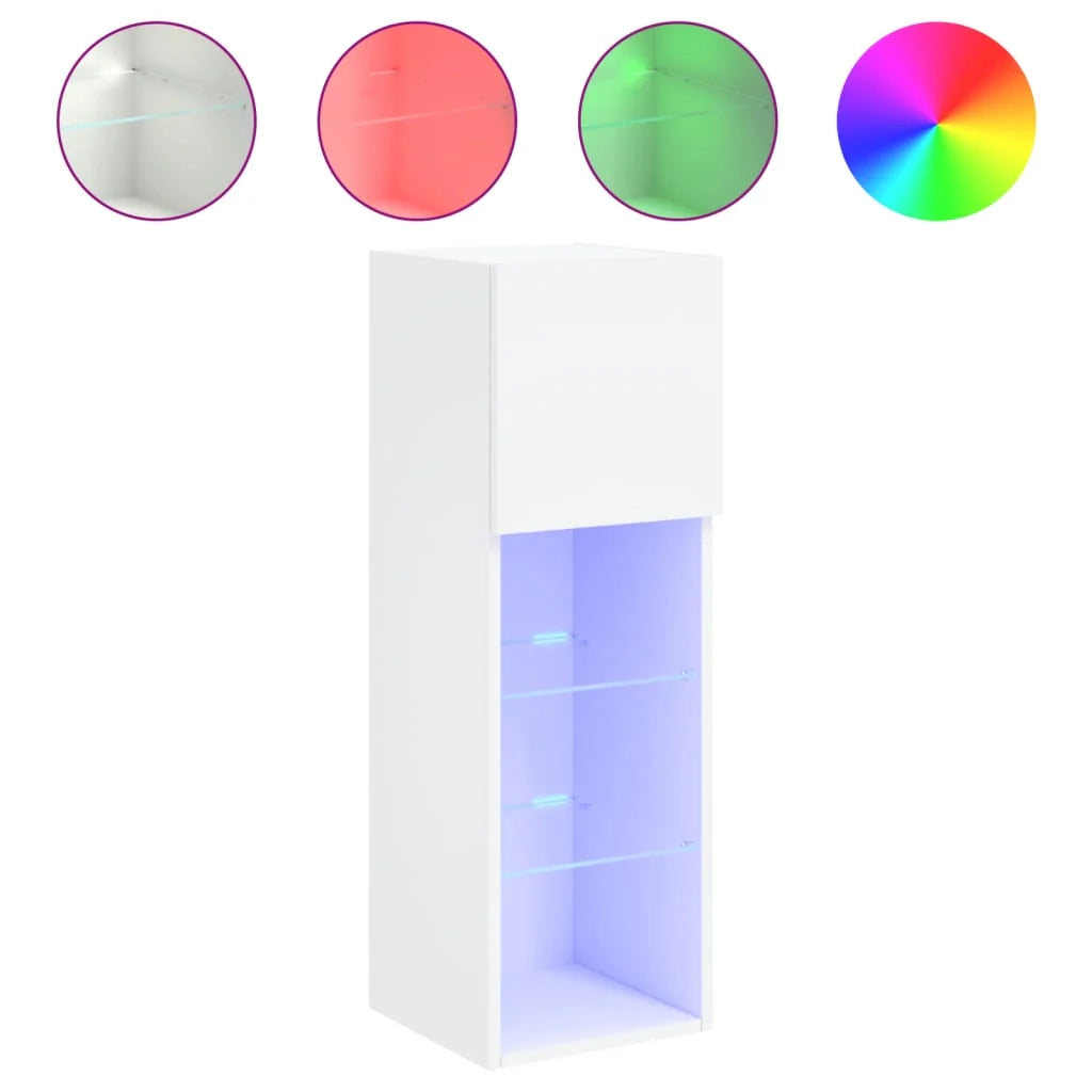 Mobile TV multimediale scaffale TV credenza mobile TV per sala da pranzo soggiorno camera da letto con luci LED 30,5 x 30 x 90 cm bianco 02_0026590