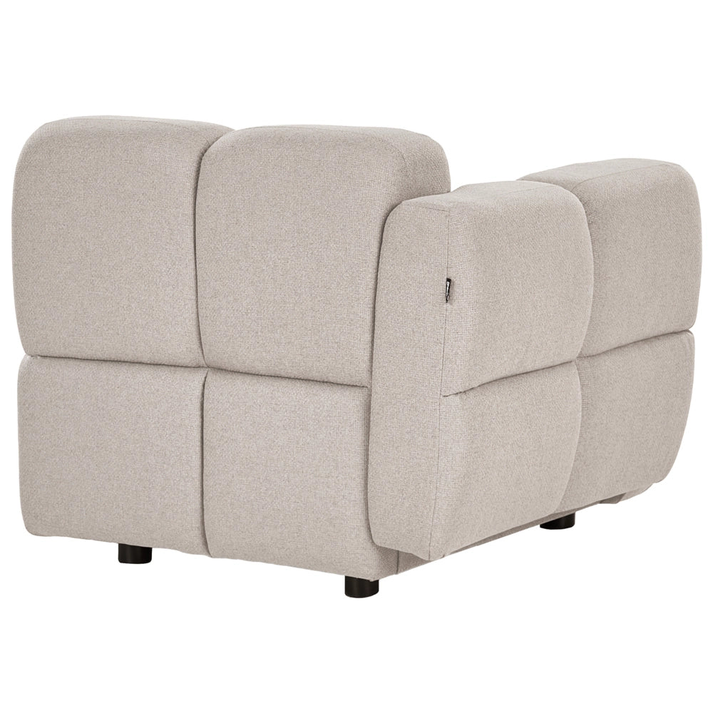 Divano modulare a 2 posti in tessuto beige, divano componibile a due elementi, stile moderno