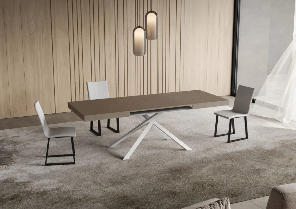 Tavolo Allungabile 120/224x90 cm Niket Tortora Gambe Bianche